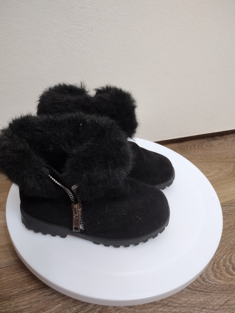 Kids Black Faux Fur Winter Boots